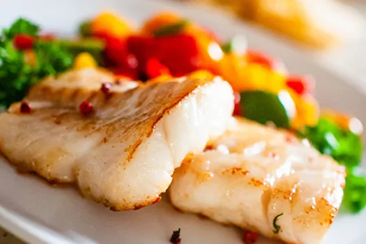 Baked Fish with Tomatoes, Peppers, and Onions