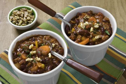 Brilliant Chili Topped with Walnuts
