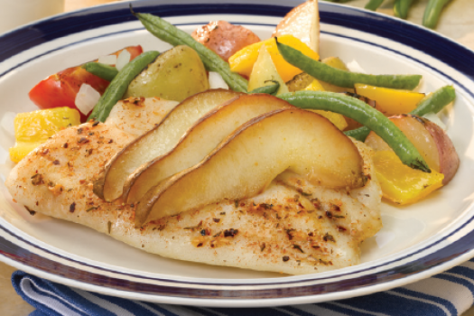 Easy Oven Packet Caribbean Tilapia with Pears and Carnival Roasted Potatoes