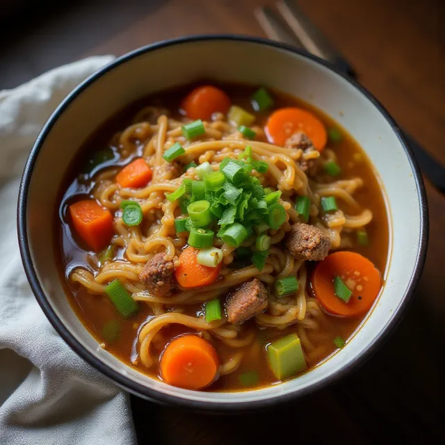 One-Pot Beef Ramen Noodles