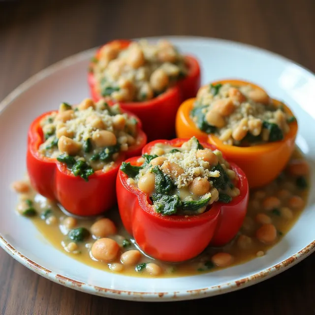 Tempeh-Bean Stuffed Peppers