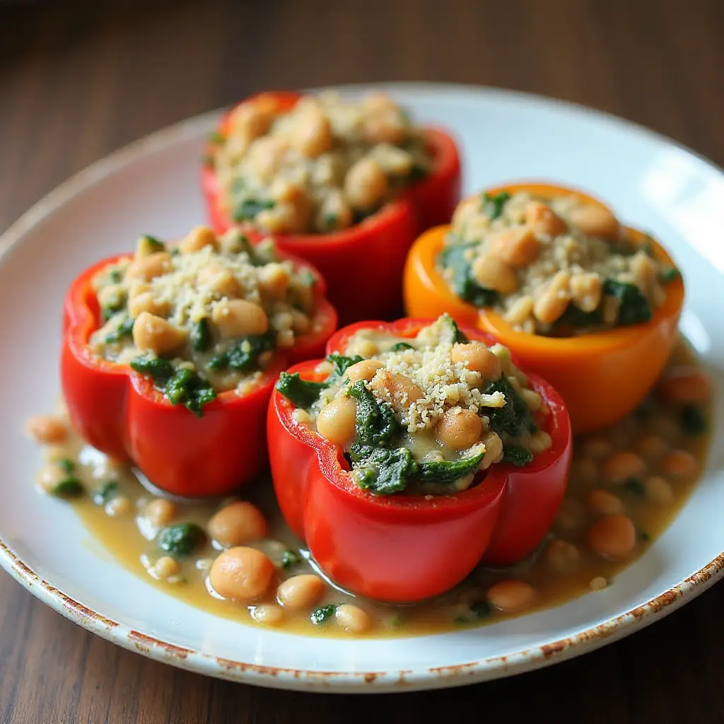 Tempeh-Bean Stuffed Peppers