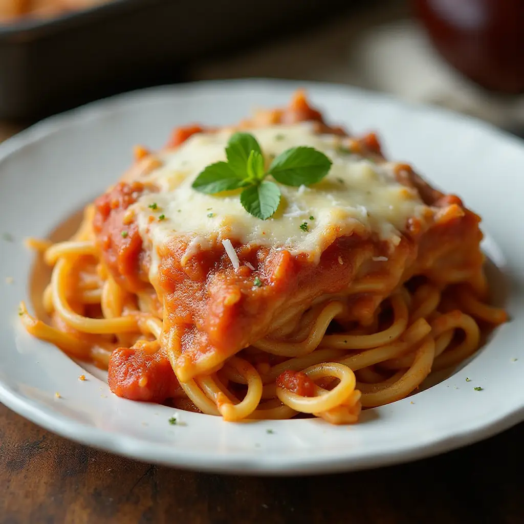 Baked Cream Cheese Spaghetti Casserole
