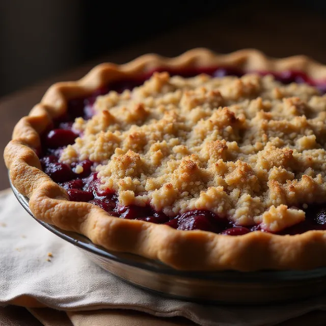 Cherry Crumble Pie with Frozen Cherries