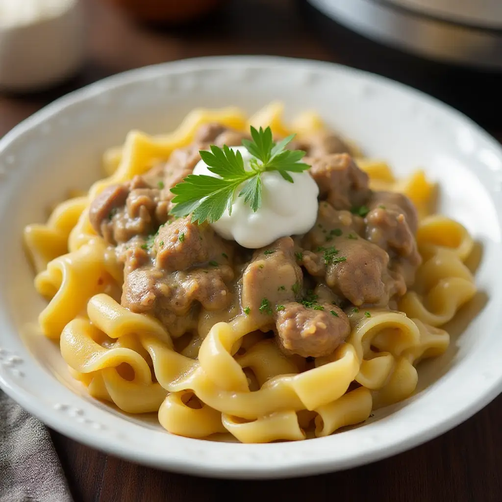 Instant Pot Ground Beef Stroganoff