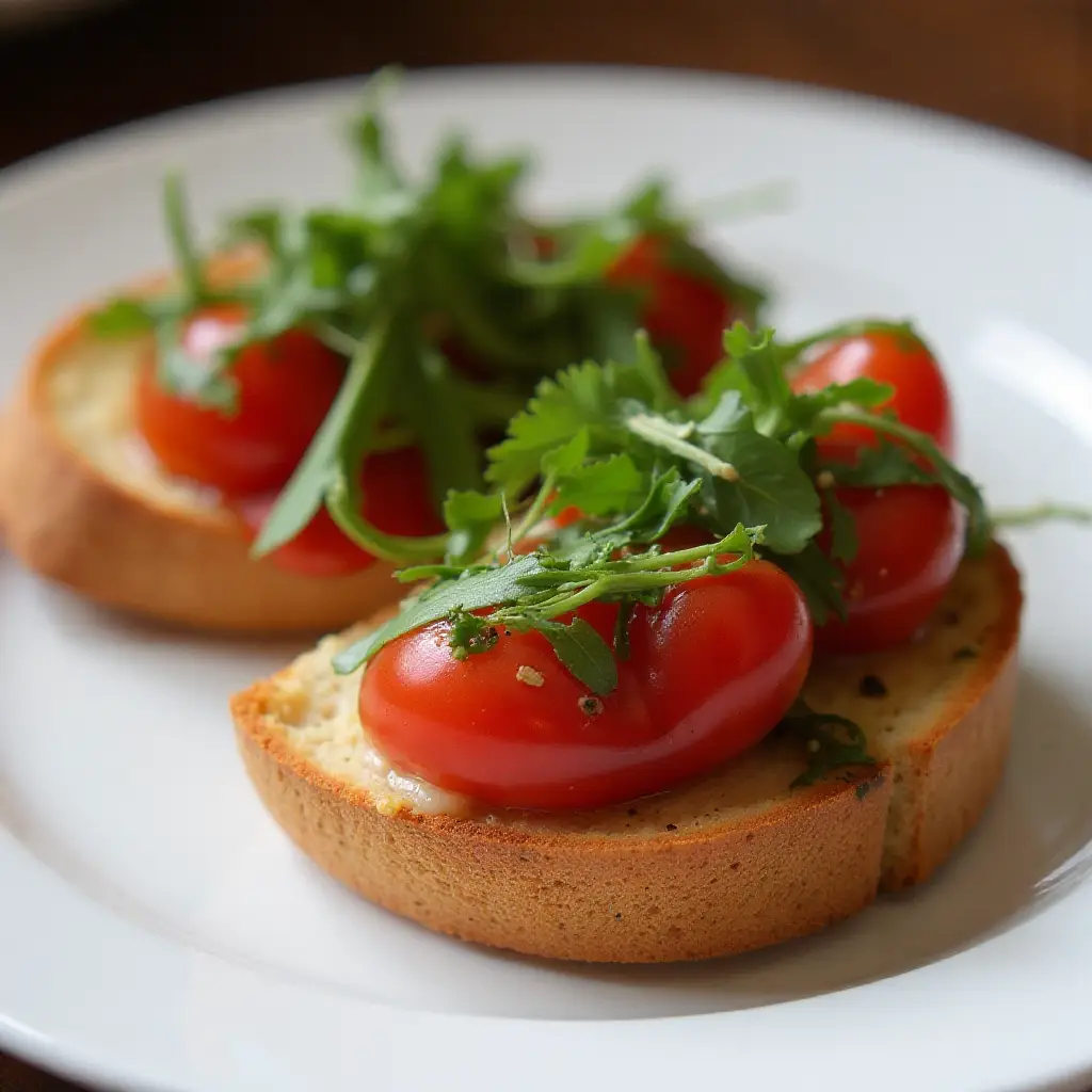 Jen's Tomato Arugula Bruschetta