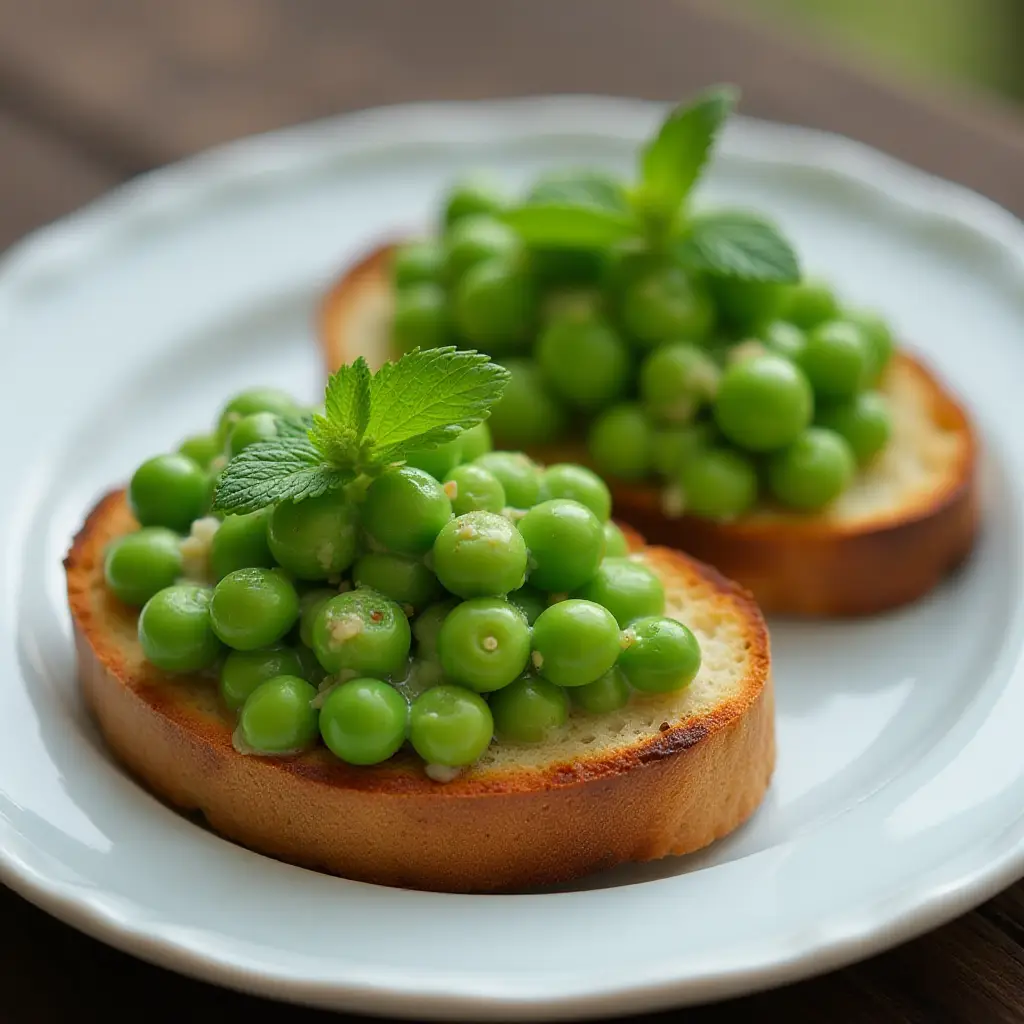 Bruschetta with Peas and Mint