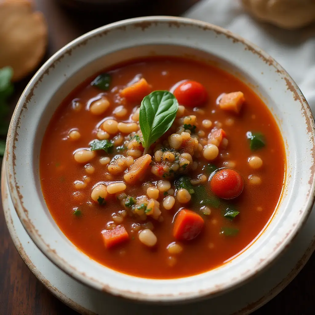 Italian Red Lentil and Brown Rice Soup