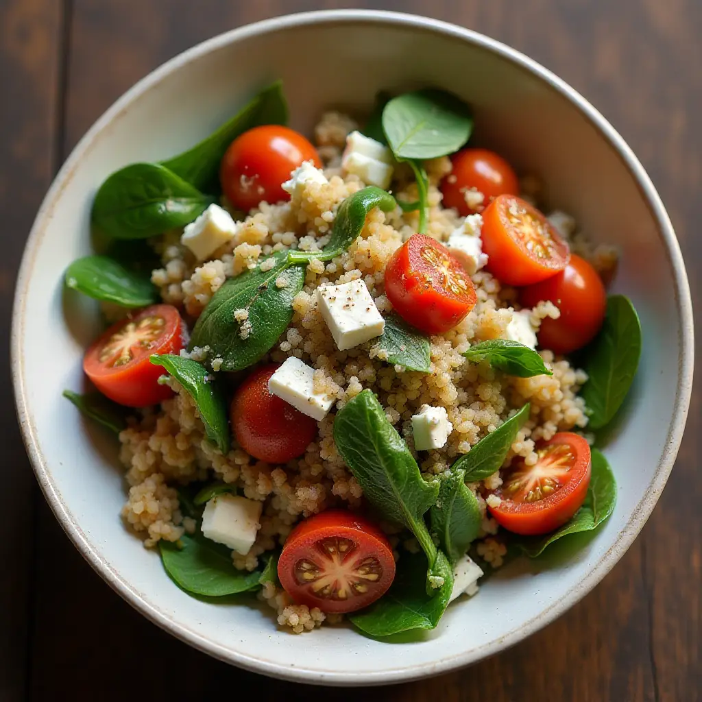 Spinach, Tomato, and Feta Quinoa Salad