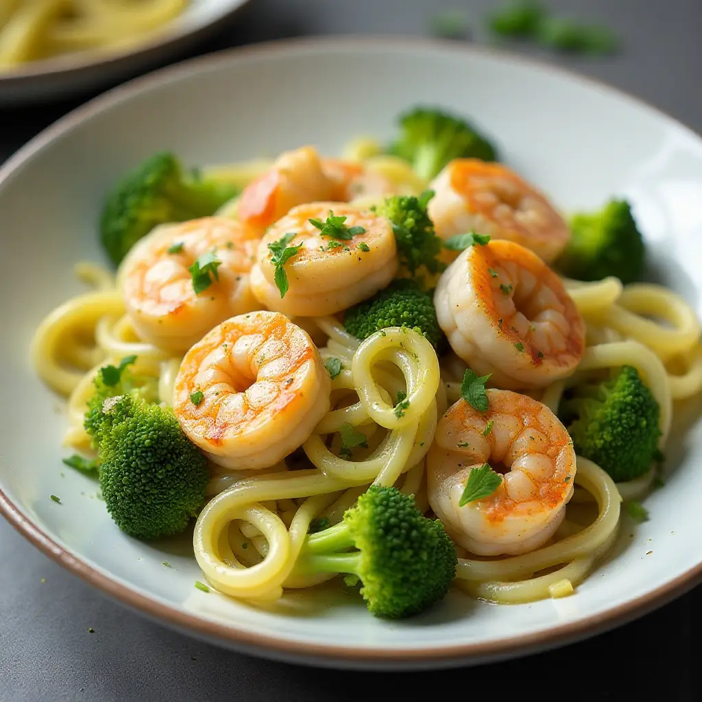 Keto Shrimp Scampi with Broccoli Noodles