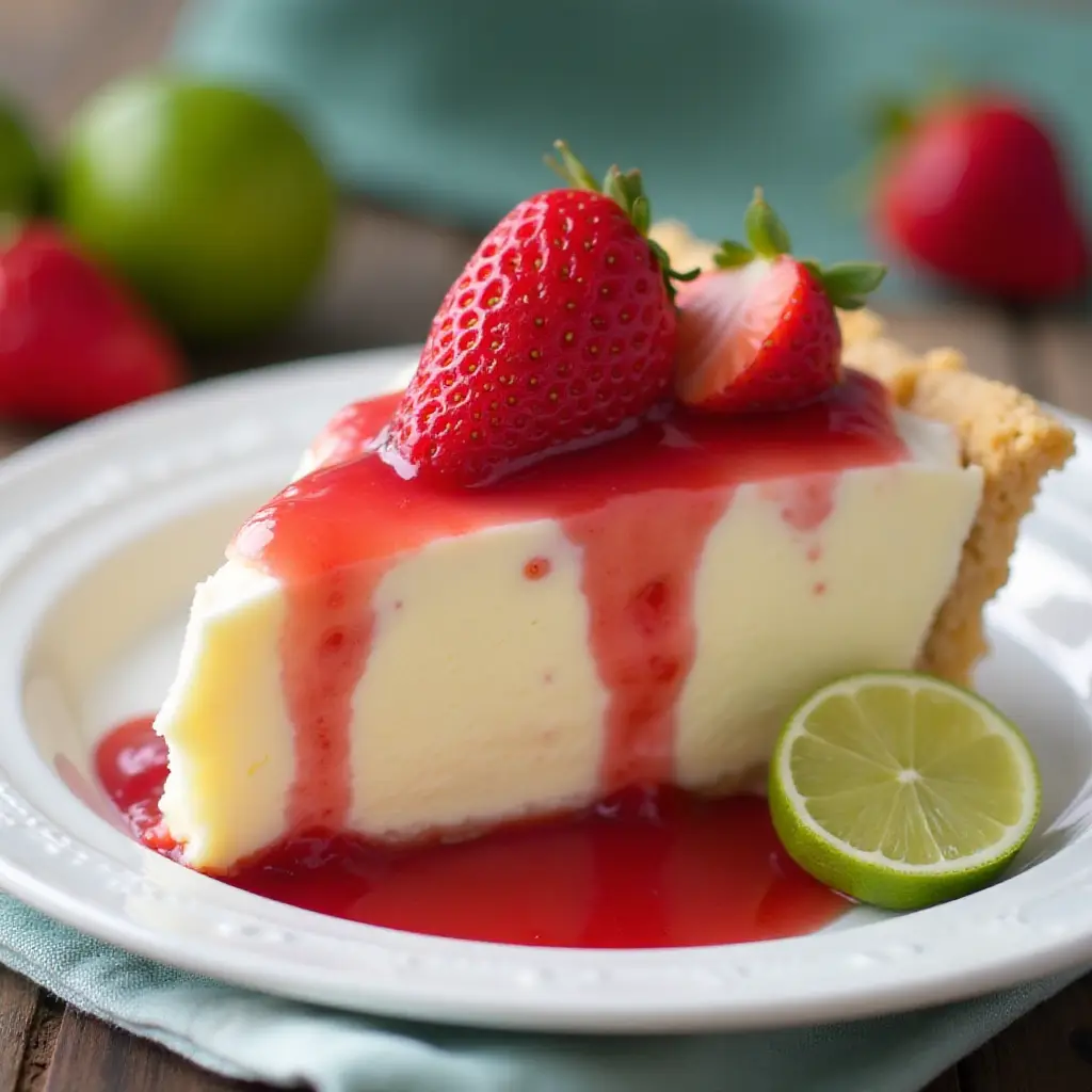Breezy Key Lime Pie with Strawberry Rhubarb Glaze