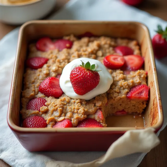 Strawberry Peanut Butter Baked Oatmeal