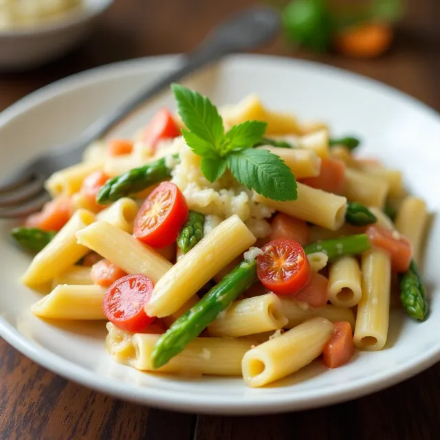 Creamy Penne Pasta Primavera
