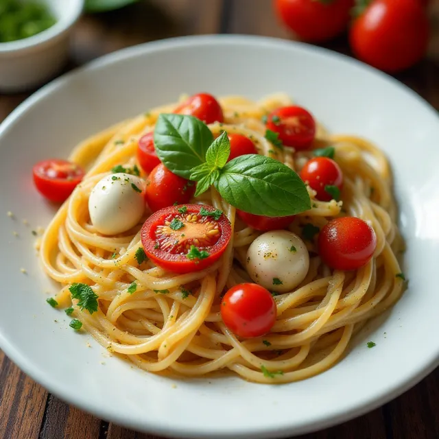 Caprese Pasta with Thai Basil