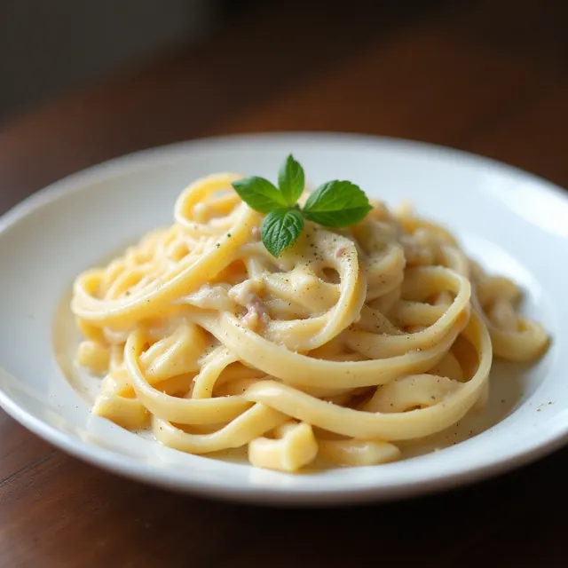 Fettuccine Alfredo with Ham