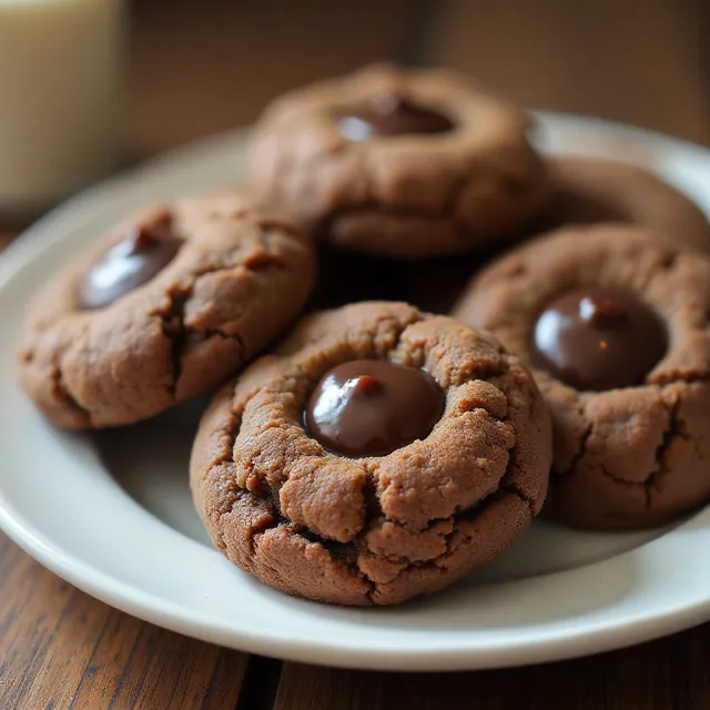 German Chocolate Thumbprint Cookies