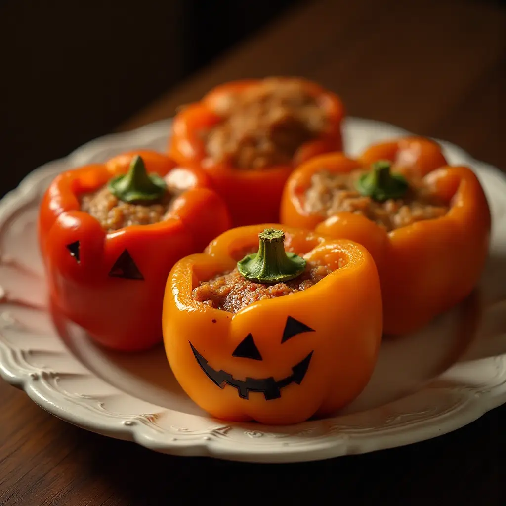 Stuffed Jack-O'-Lantern Bell Peppers