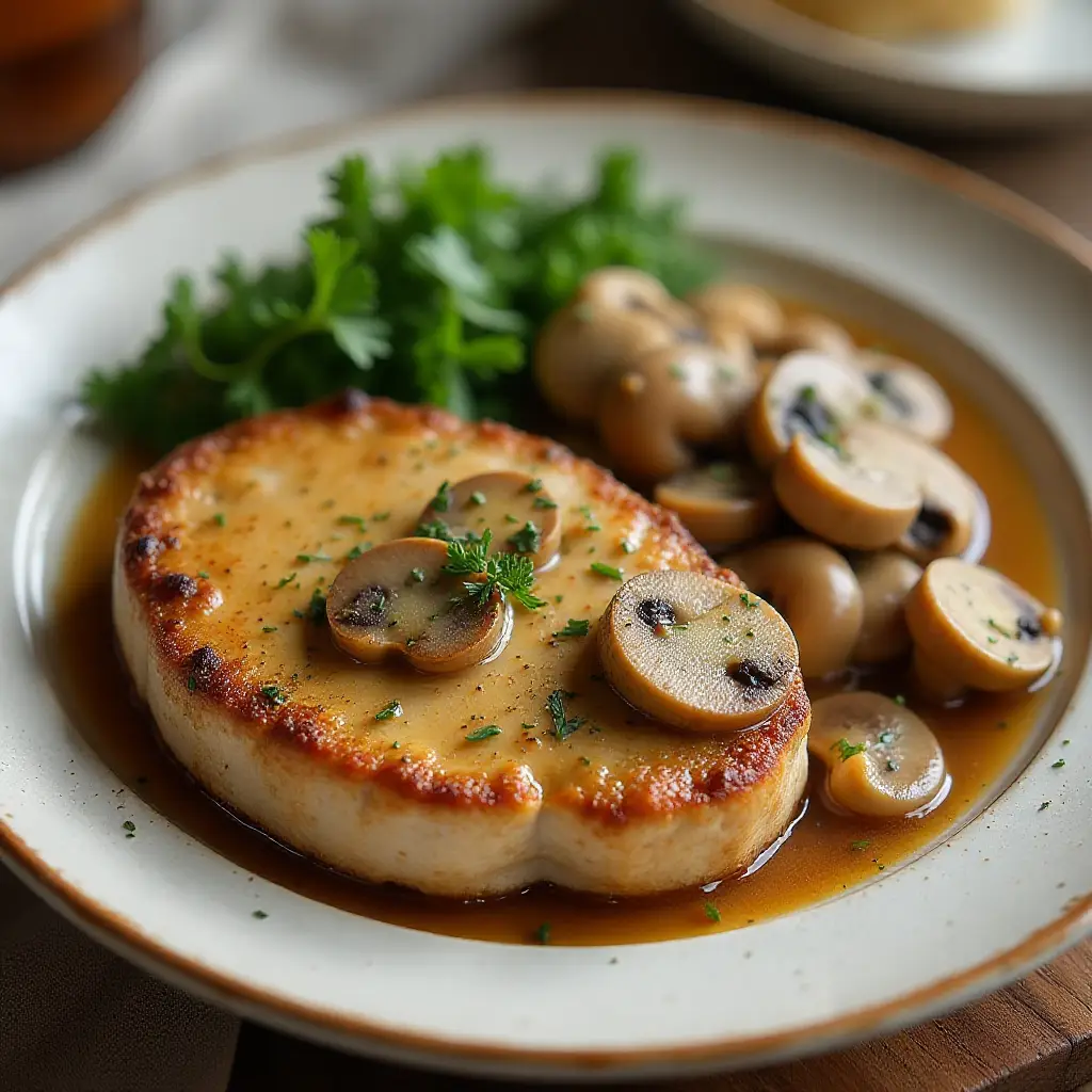 Pork Chops in Garlic Mushroom Sauce