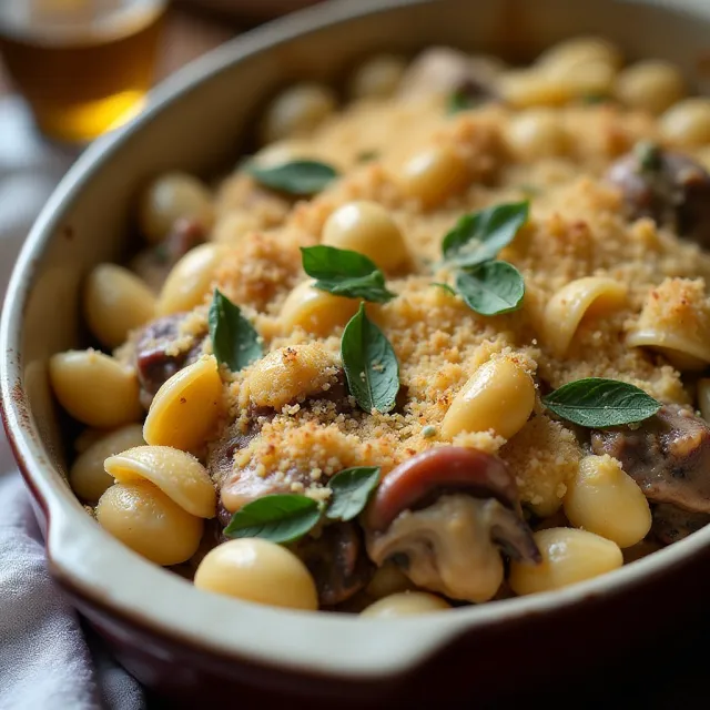 Asiago Cremini Pasta Bake with Radicchio