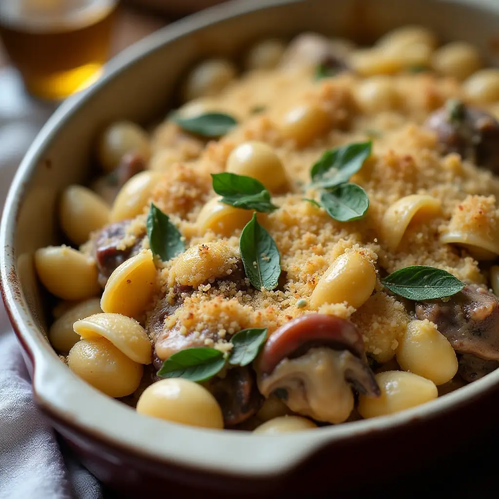 Asiago Cremini Pasta Bake with Radicchio