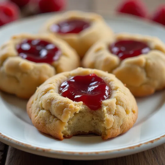 Pecan Raspberry Thumbprint Cookies