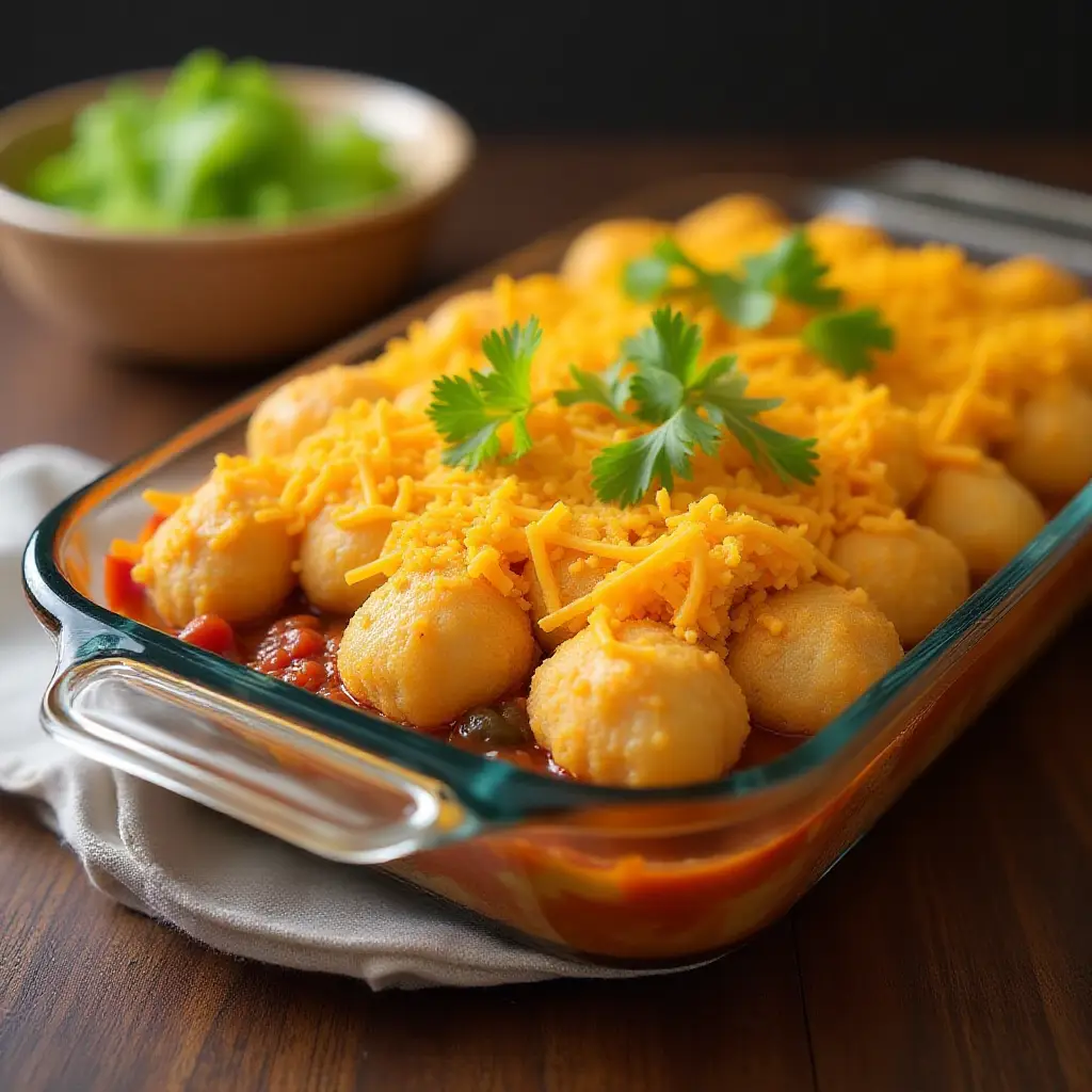 Tater Tot Taco Casserole with Queso