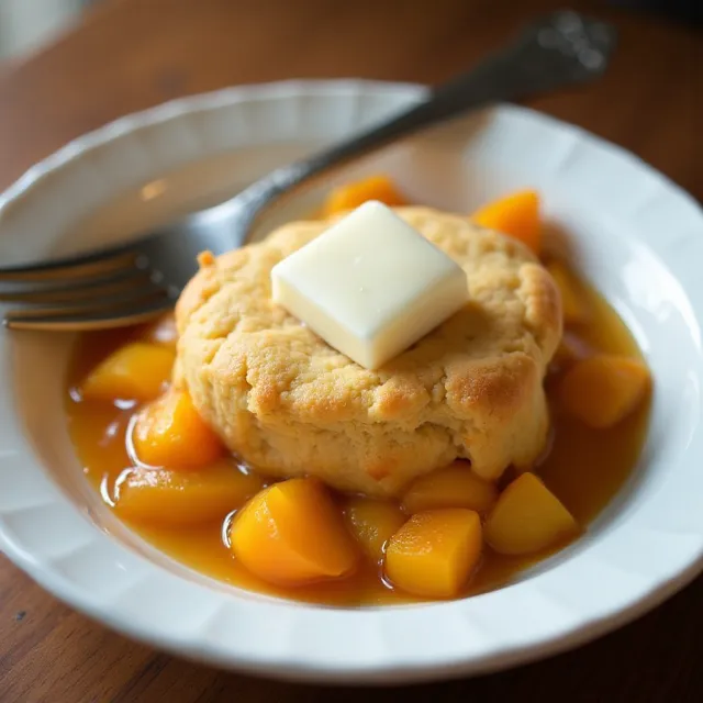 4-Ingredient Slow Cooker Peach Cobbler