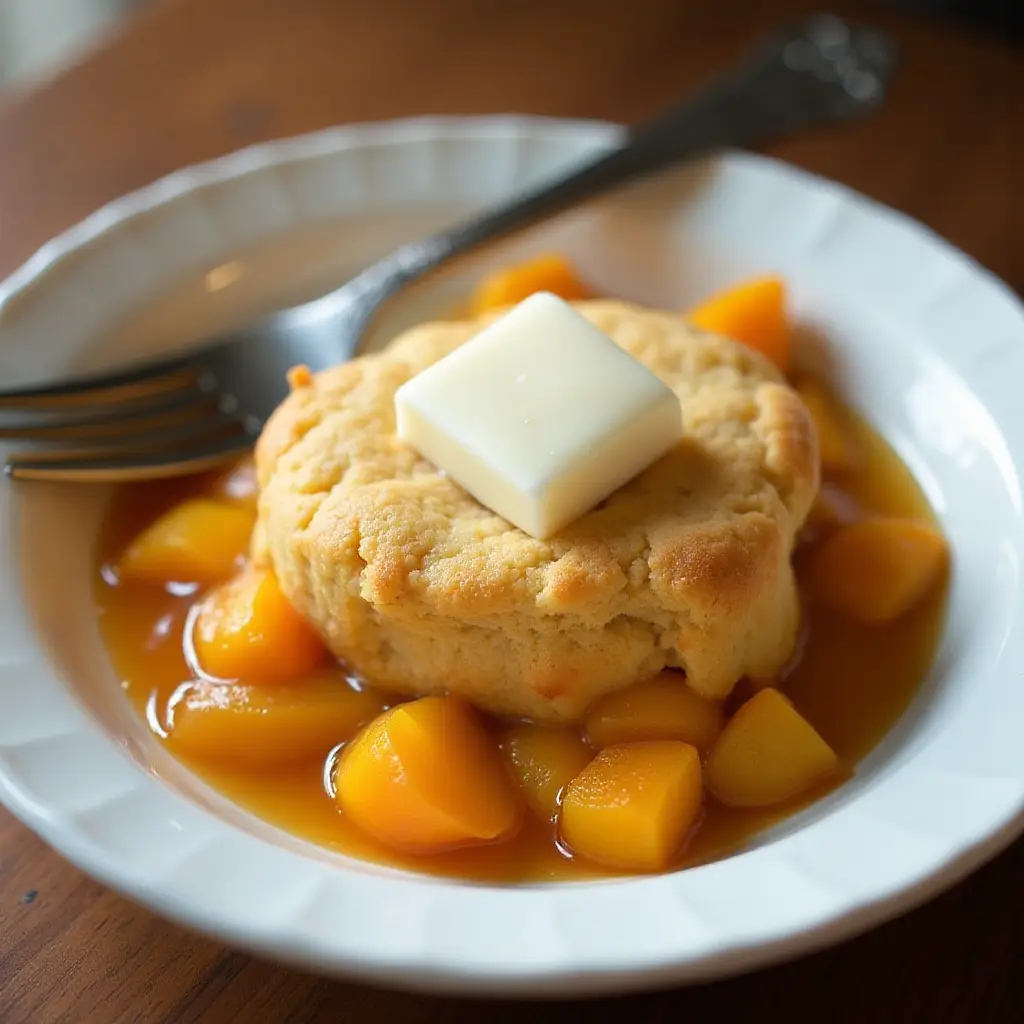 4-Ingredient Slow Cooker Peach Cobbler