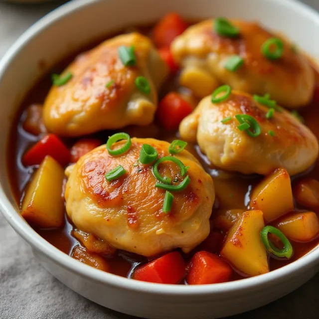 Baked Sweet and Sour Chicken Thighs with Pineapple