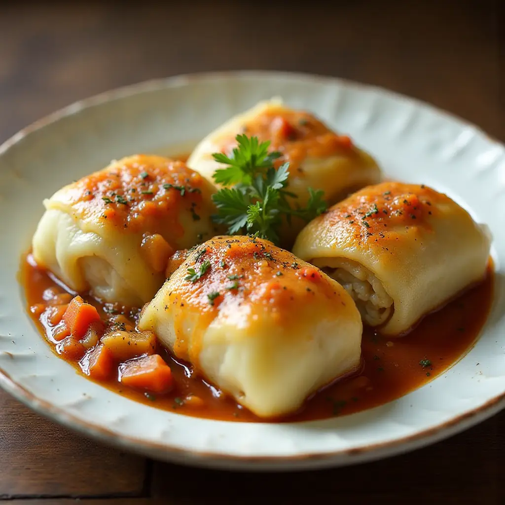 Russian Cabbage Rolls with Gravy