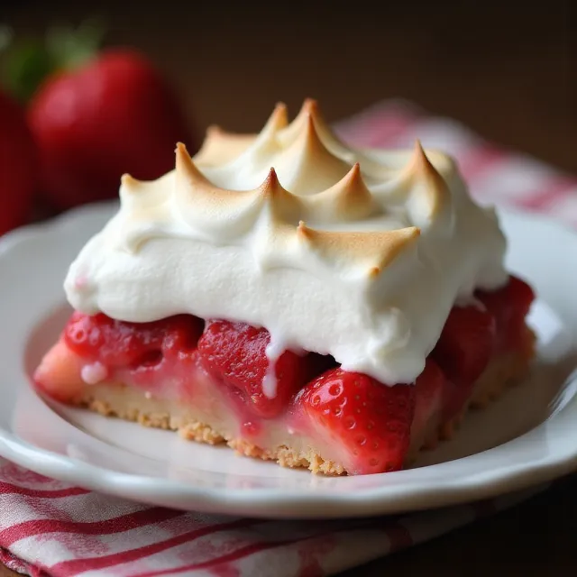 Strawberry Rhubarb Meringue Dessert