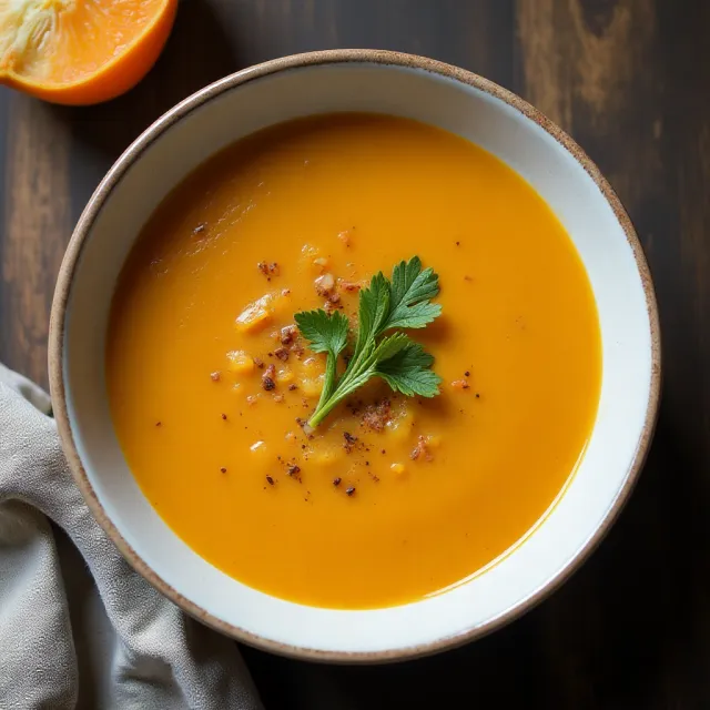 Butternut Squash Soup with Persimmon