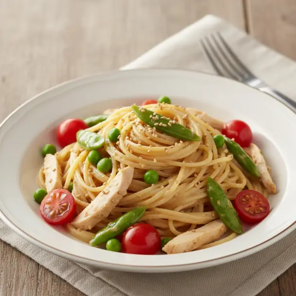 豌豆雞肉芝麻醬冷義大利麵