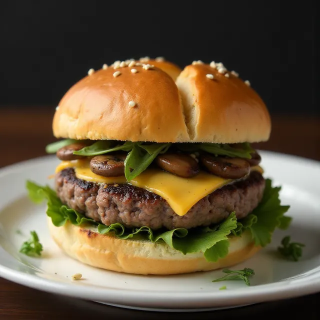 Mushroom Swiss Smash Burgers with Truffle Sauce