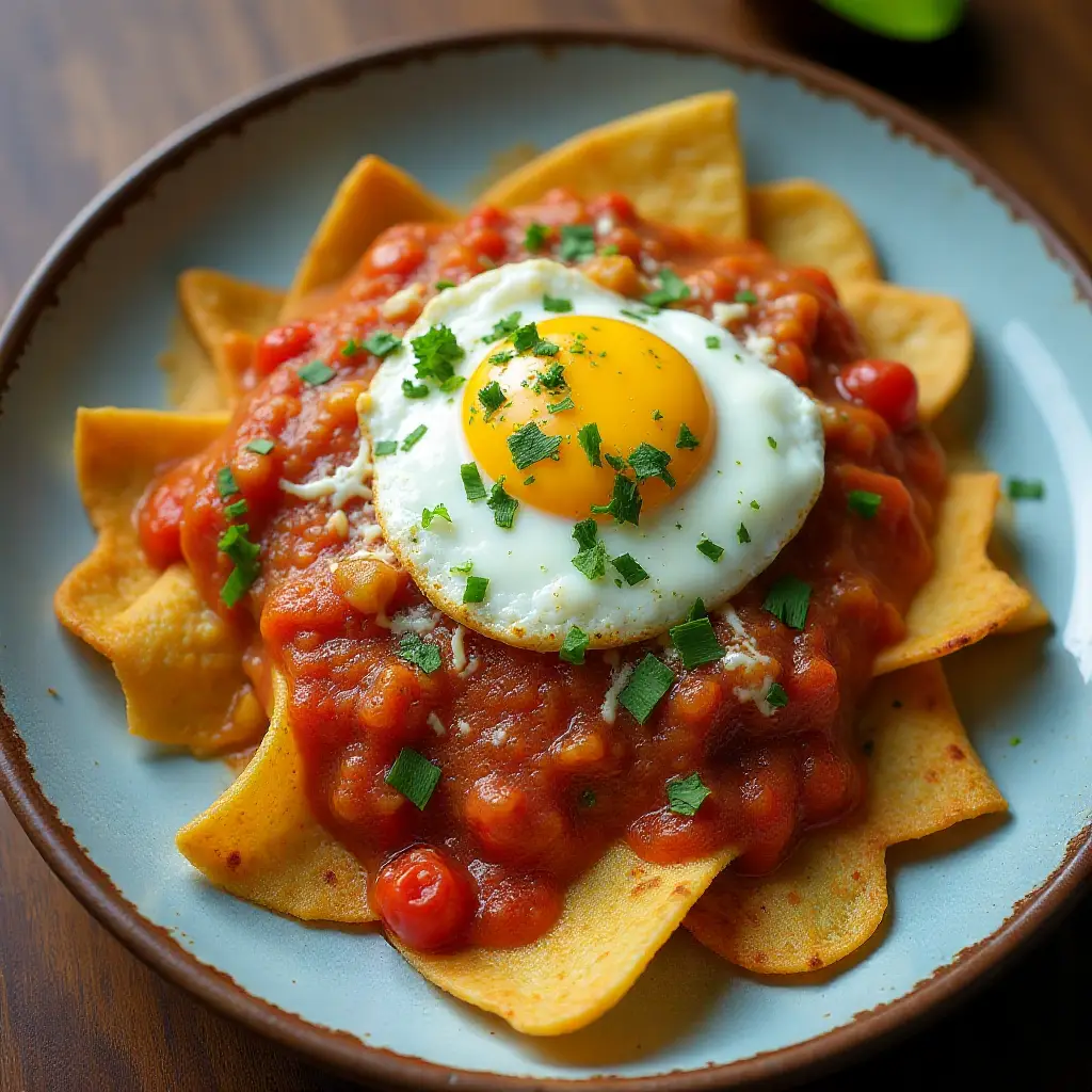 Chilaquiles with Homemade Tomato Sauce