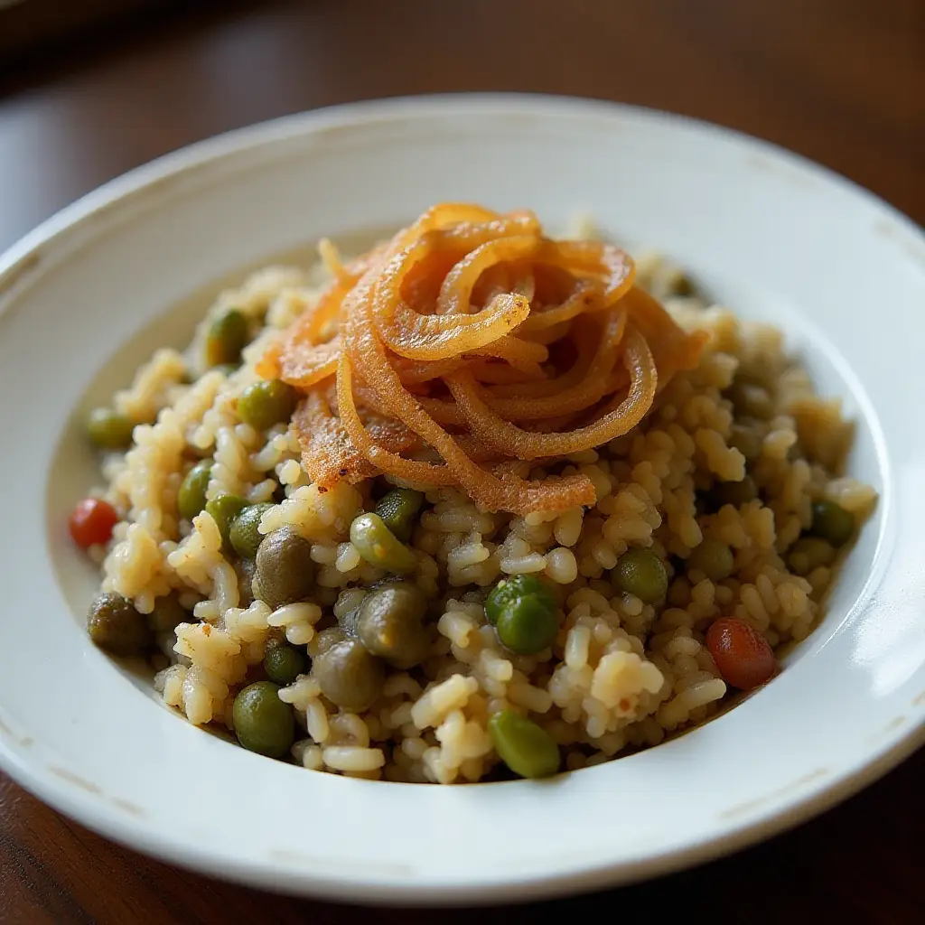Lentils and Rice with Fried Onions (Mujadarrah)
