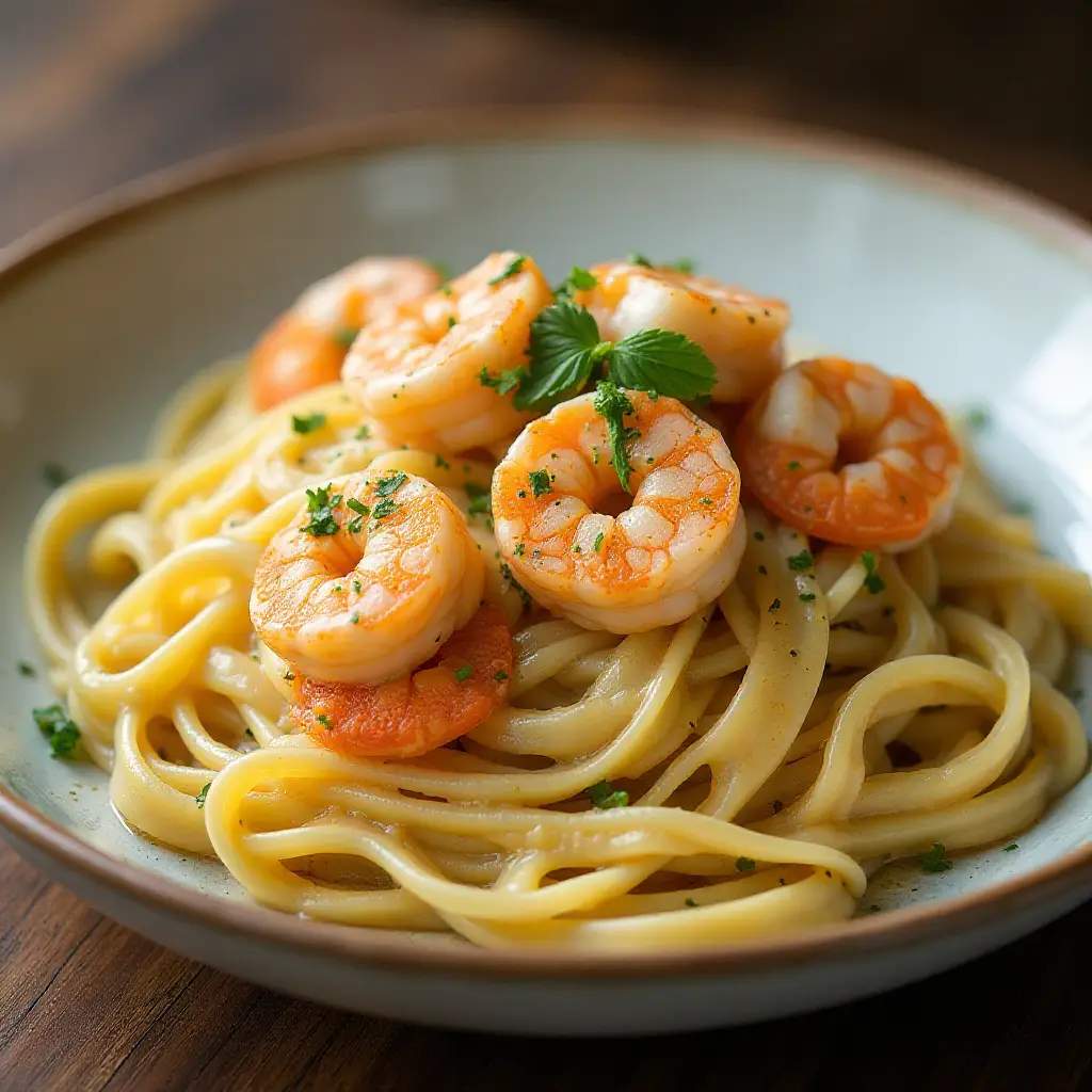 Garlic Shrimp Linguine
