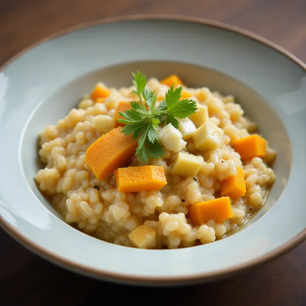 Risotto with Sunchokes, Butternut Squash, and Gorgonzola