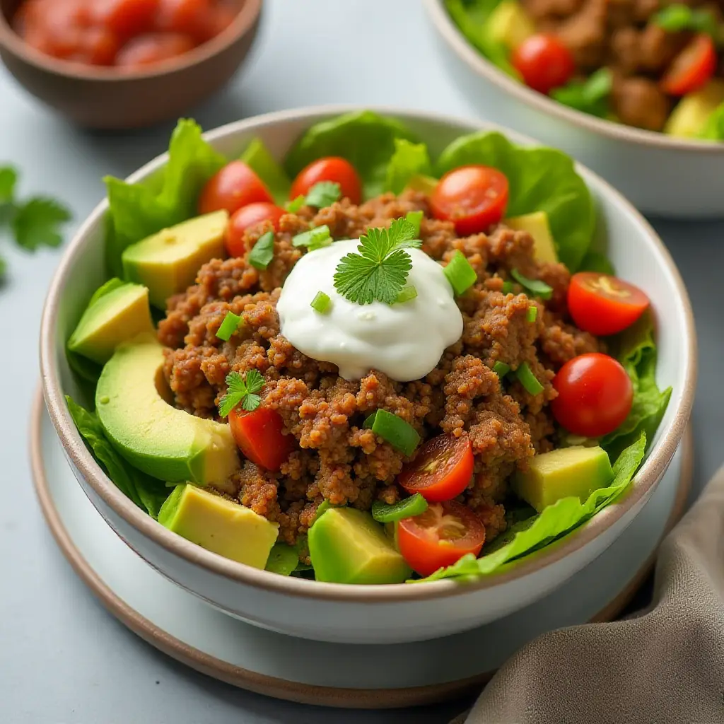 Easy Keto Taco Salad Bowl for 2