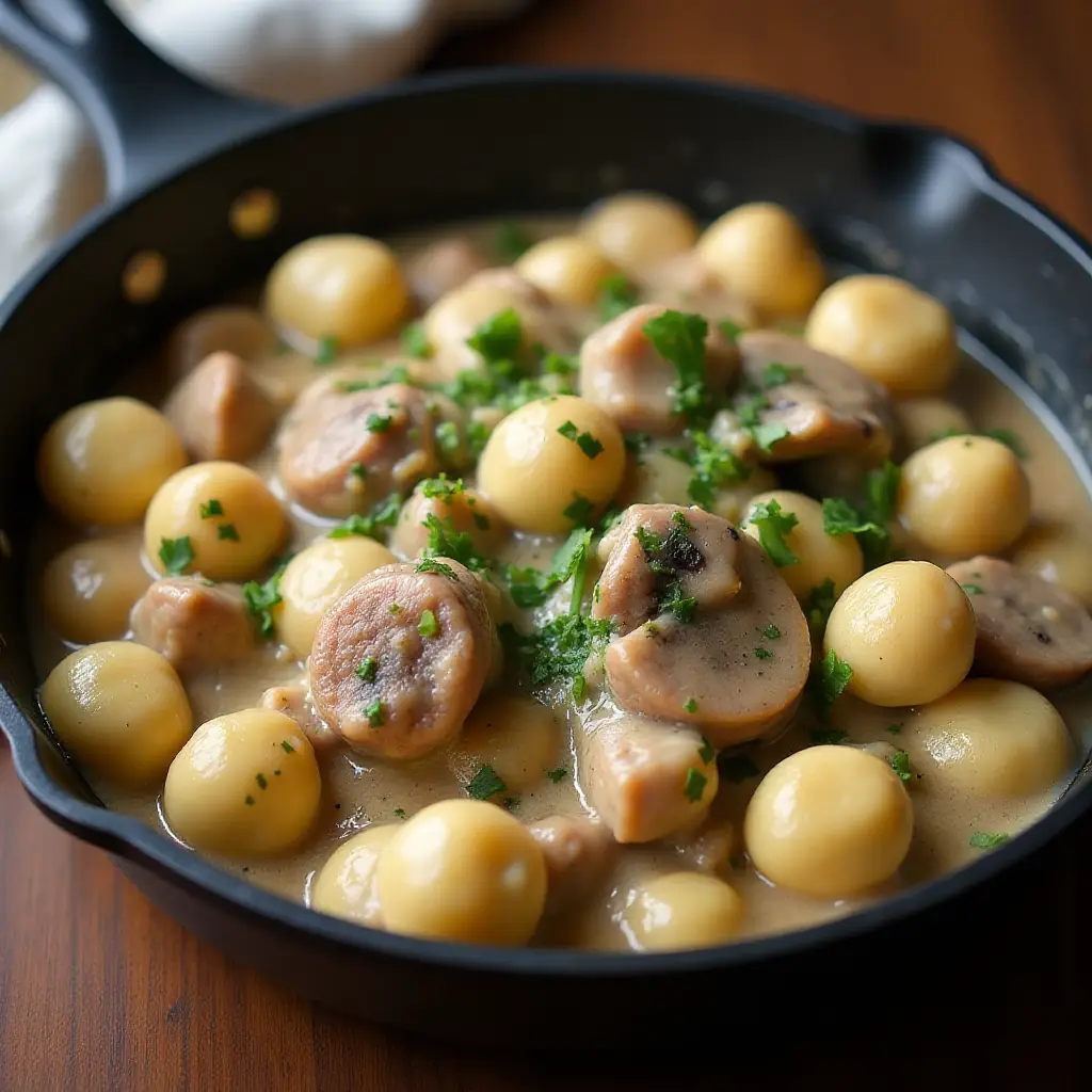 Creamy Sausage and Mushroom Gnocchi Skillet