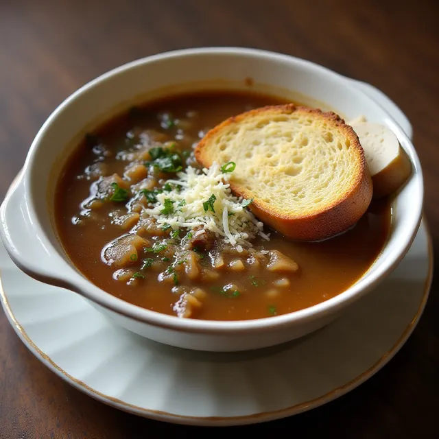 French Onion Soup with Homemade Beef Stock