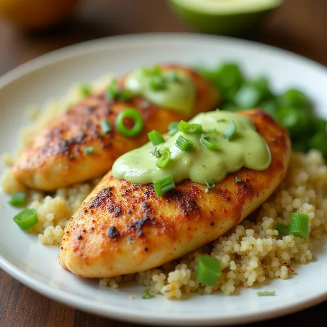 Blackened Chicken with Avocado Cream Sauce