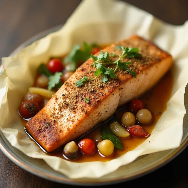 Mediterranean Salmon Baked in Parchment