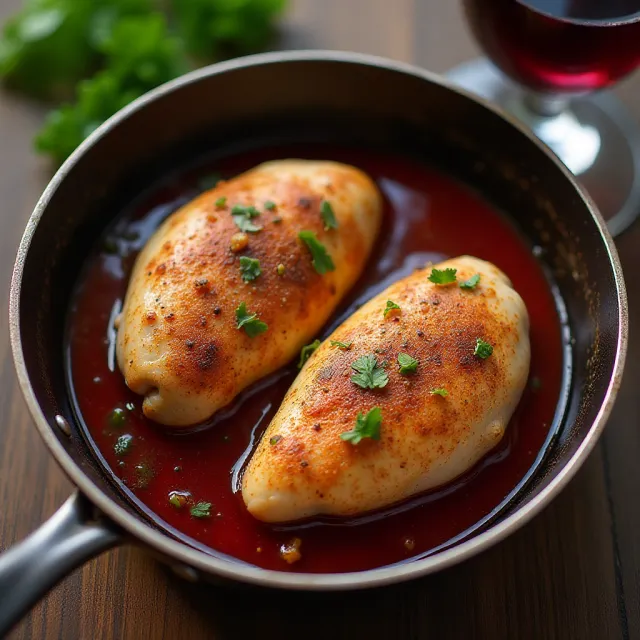 Chicken and Red Wine Sauce