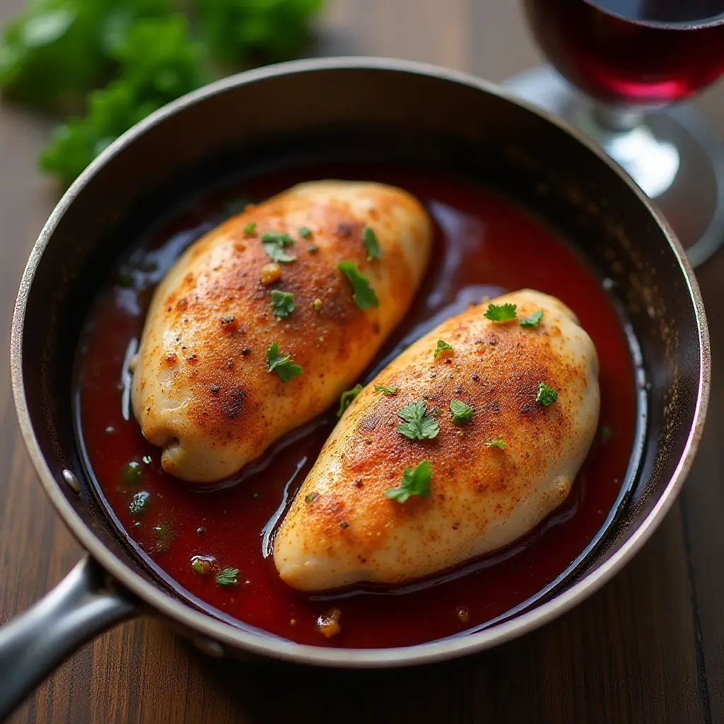 Chicken and Red Wine Sauce
