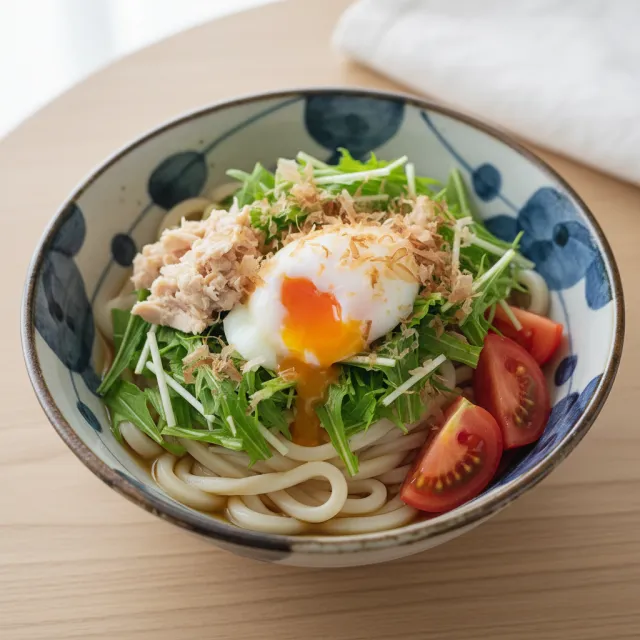 吞拿魚溫泉蛋沙拉烏龍麵