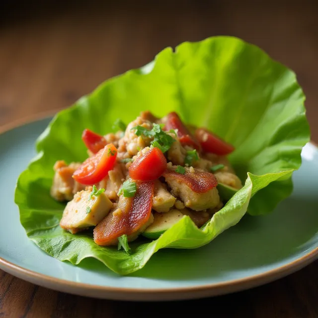 Chicken, Avocado, and Bacon Lettuce Wrap
