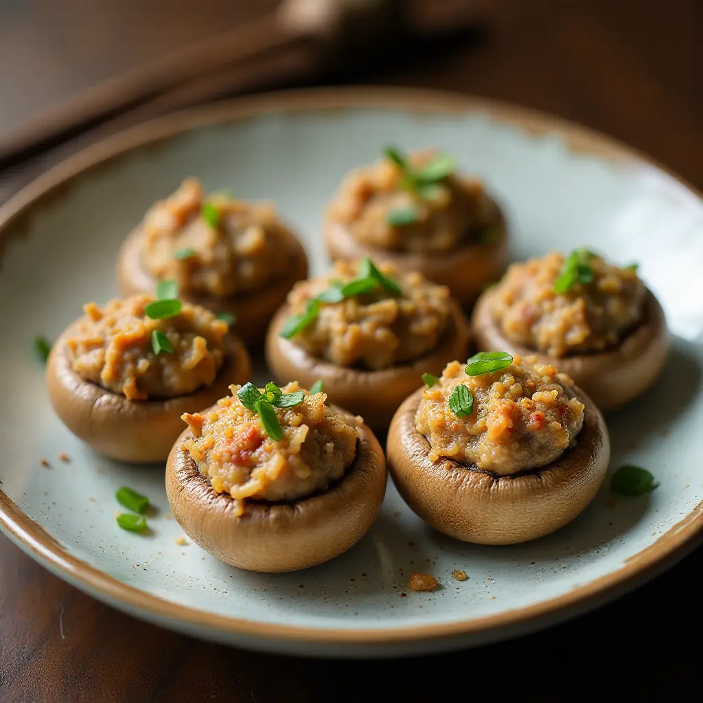 Chinese Style Stuffed Mushrooms