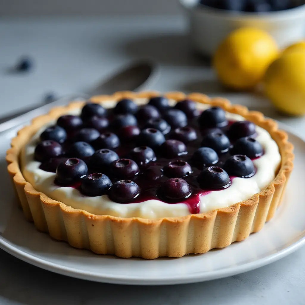 Meyer Lemon and Blueberry Cheese Tart