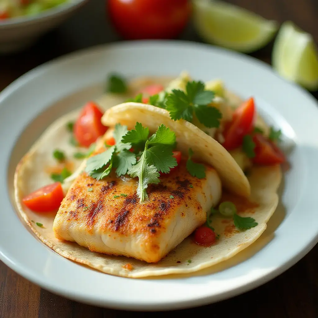 Grilled Fish Tacos with Chipotle-Lime Dressing
